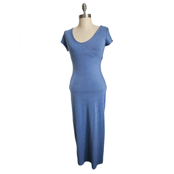 SEE YOU MONDAY Periwinkle Blue Ribbed Maxi Dress | SZ M - Picture 1 of 6